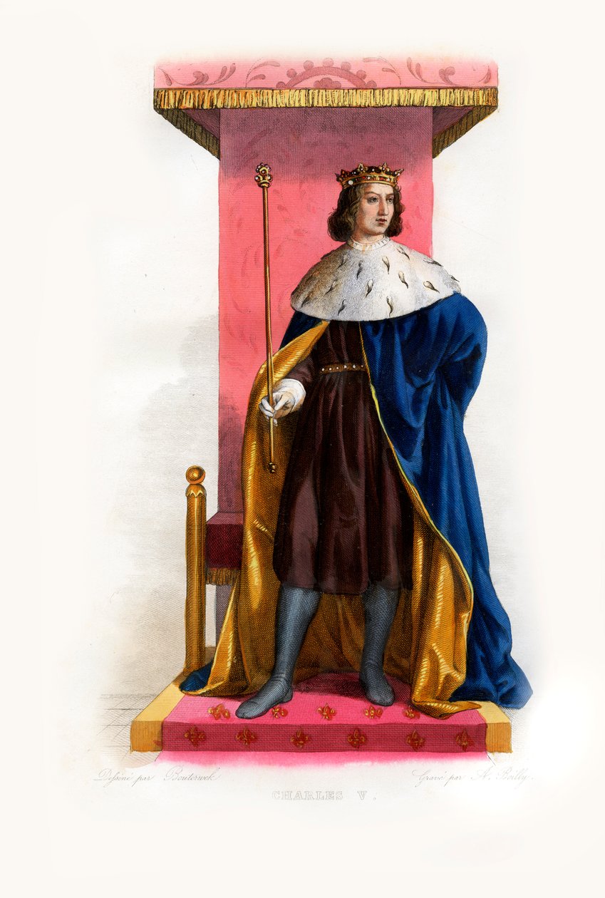 Charles V av Frankrike kalt de vise, ca. 1844 (gravering) av Lancelot Volders