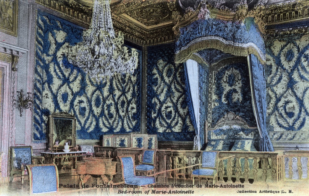 Chateau de Fontainebleau: soverom til dronning Marie Antoinette (1755-1793) - Postkort sent på 1800- og 1900-tallet av William M. Timlin