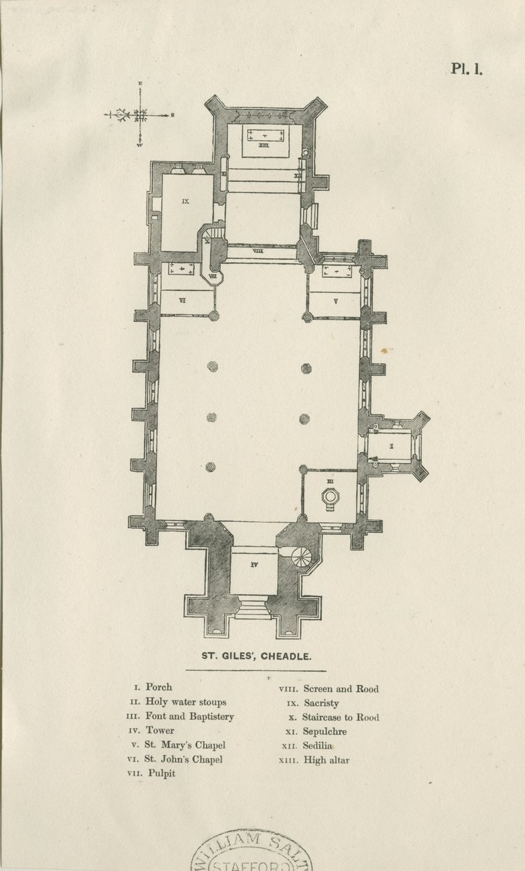 Cheadle - St. Giles Church: tregravering og [1800-tallet] av Unbekannt