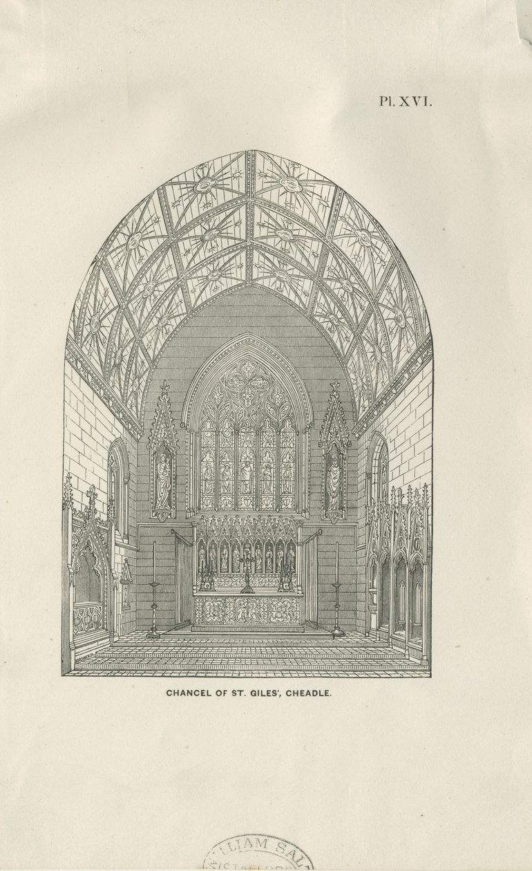 Cheadle - St. Giles" kirke: tregravering, og [1800-tallet] av Unbekannt