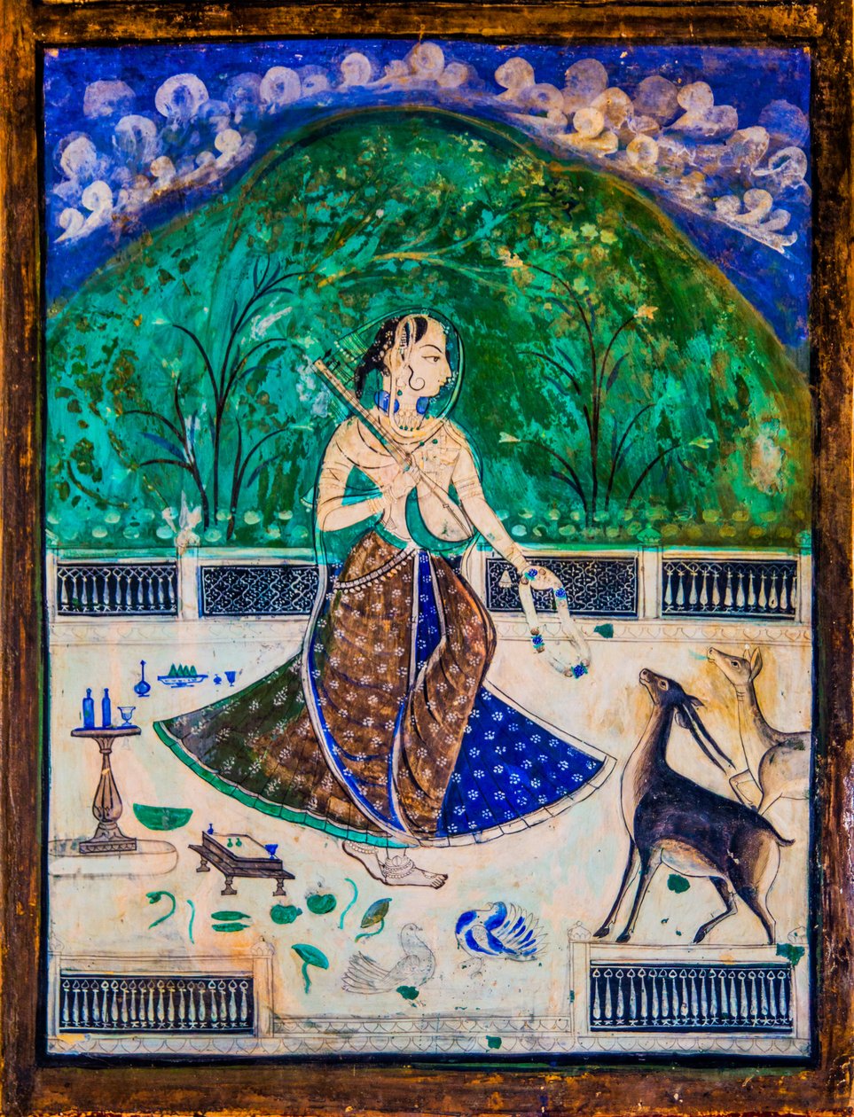 Chittra Shala gårdsplass med virtuose fine malerier, Taragarh Fort, Bundi, Bundi, Rajasthan, India, Asia (bilde) av Unbekannter Künstler