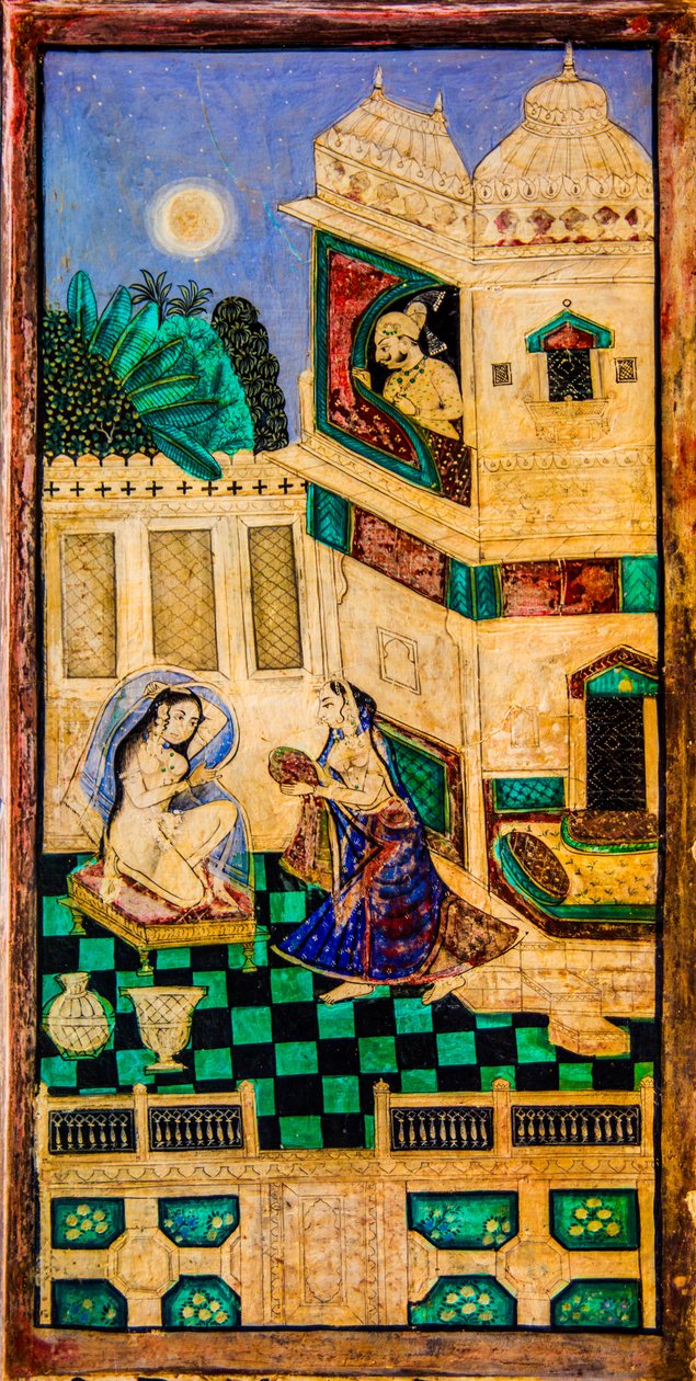Chittra Shala gårdsplass med virtuose fine malerier, Taragarh Fort, Bundi, Bundi, Rajasthan, India, Asia (bilde) av Unbekannter Künstler
