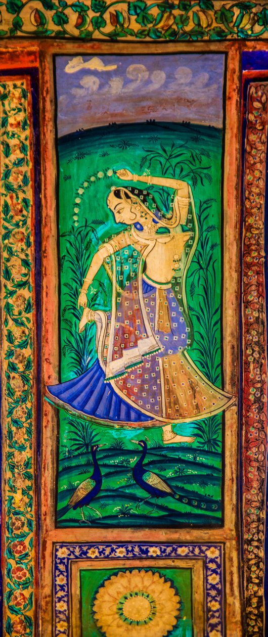 Chittra Shala gårdsplass med virtuose fine malerier, Taragarh Fort, Bundi, Bundi, Rajasthan, India, Asia (bilde) av Unbekannter Künstler
