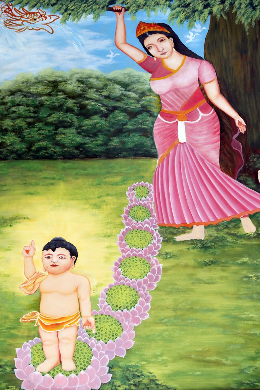 Chua Tu Quang buddhisttempel. Prins Siddhartha Gautama, Buddha som barn. Det sies at barnet ble født helt våkent. Han kunne snakke, og fortalte moren at han var kommet for å befri hele menneskeheten fra lidelse. Vung Tau. Vietnam. av Unbekannt