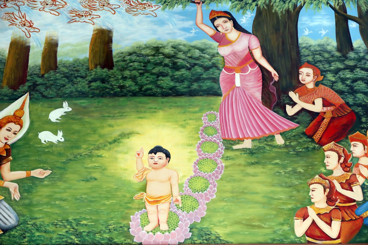 Chua Tu Quang buddhisttempel. Prins Siddhartha Gautama, Buddha som barn. Det sies at barnet ble født helt våkent. Han kunne snakke, og fortalte moren at han var kommet for å befri hele menneskeheten fra lidelse. Vung Tau. Vietnam. av Unbekannt