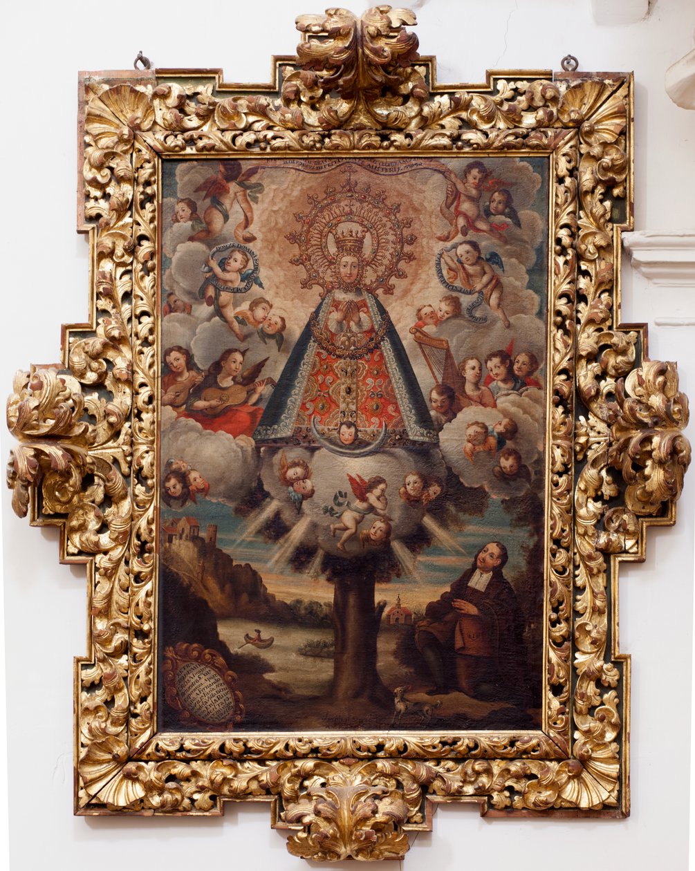 Kollegial kirke. Innsiden. Maleri. (Vår Frue av Håpet). Tekst i en medaljong: “PORTRETT ALL THE MIL CROSA Imajen DNUESTRA S DL Esperanza A Similar to Fernando de ZILLLa Faña iezi rodela Villa Riue mde el Tajo ter mi?to esta villa”. signert? og av Unbekannt