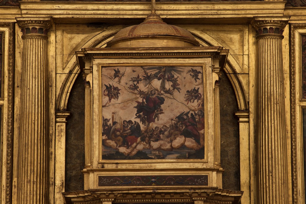 Kollegial kirke. Interiør. Høyalteret. Detalj. Senter. Maleri. Olje på agat. 1624. av Unbekannt