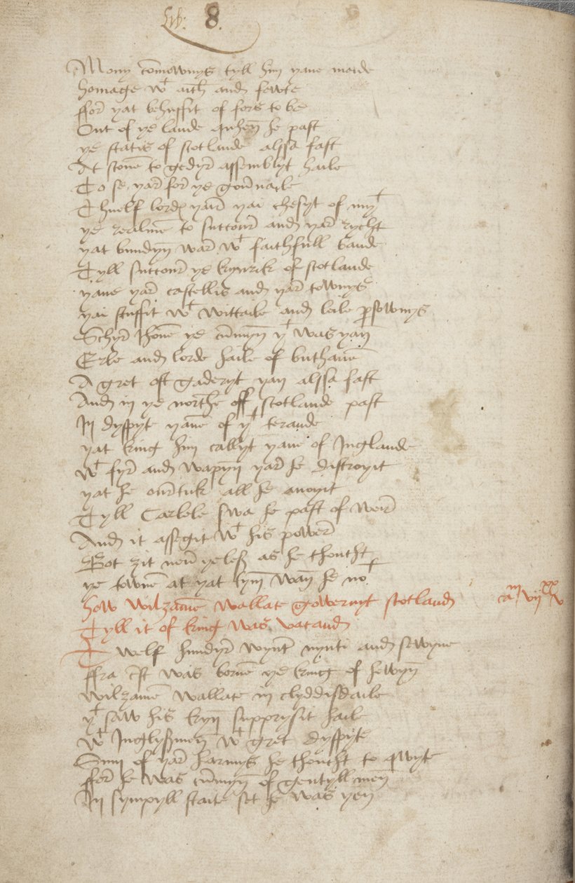 Kopi av Chronicle Andrew av Wyntoun, Fol 319 verso, detalj, ca. 1550 (blekk på papir) av Unbekannt
