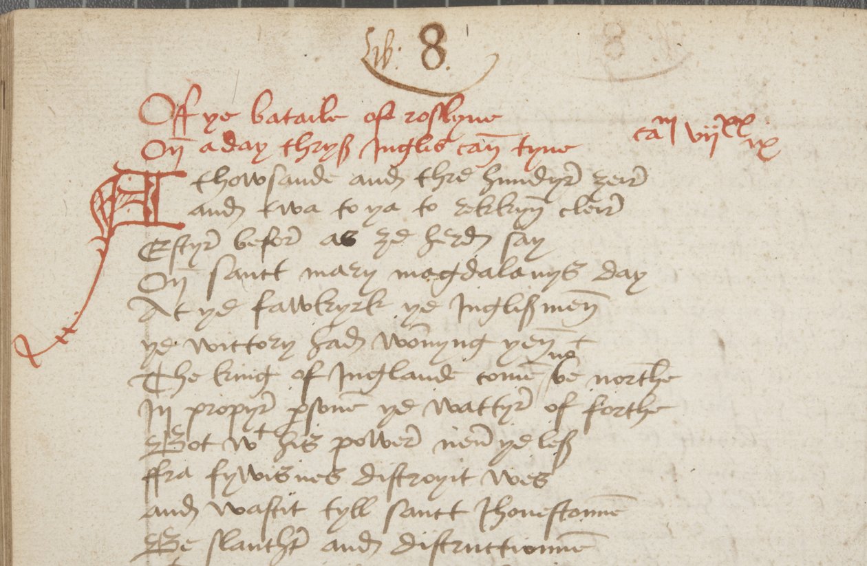 Kopi av Chronicle Andrew av Wyntoun, Fol 325 verso, detalj, ca. 1550 (blekk på papir) av Unbekannt