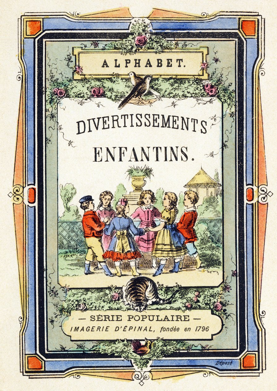 Omslag - sirkel av barn i en hage - Alfabet - underholdning for barn - Bildeepinal, populær serie ca. 1890 (illustrasjon) av Unbekannt