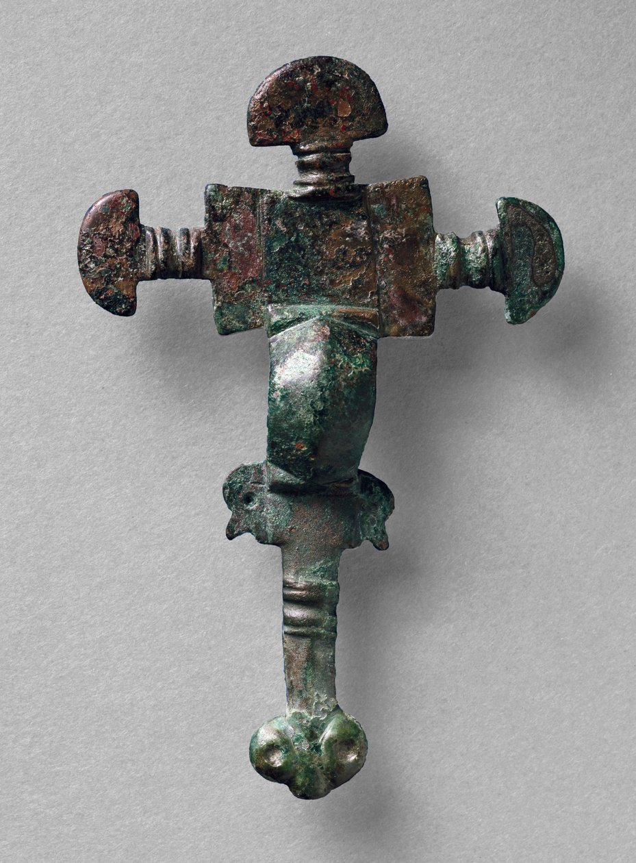 Korsformet brosje, fra Haslingfield, Cambridgeshire, angelsaksisk (kobberlegering) av Unbekannt