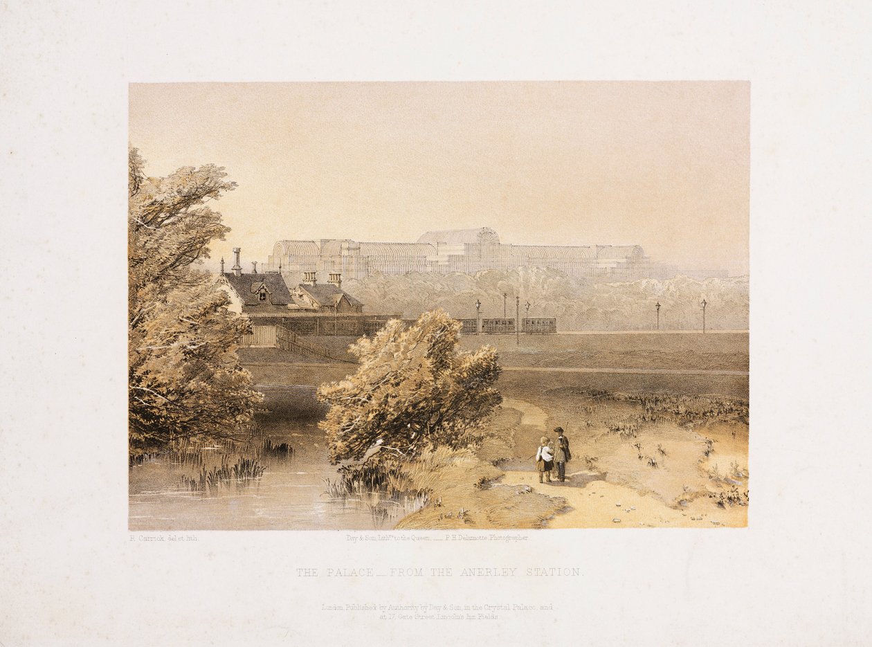 Crystal Palace, Post-Great Exhibition The Crystal Palace fra Anerley Station, ca 1855 av Unbekannt