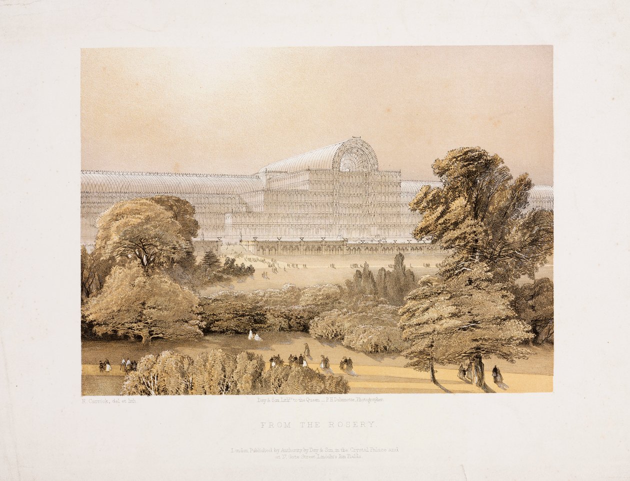 Crystal Palace, Post-Great Exhibition The Crystal Palace from the Rosery, ca 1855 av Unbekannter Künstler