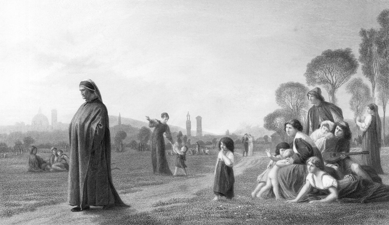 Dante i Firenze (s/hvitt bilde) av Unbekannt