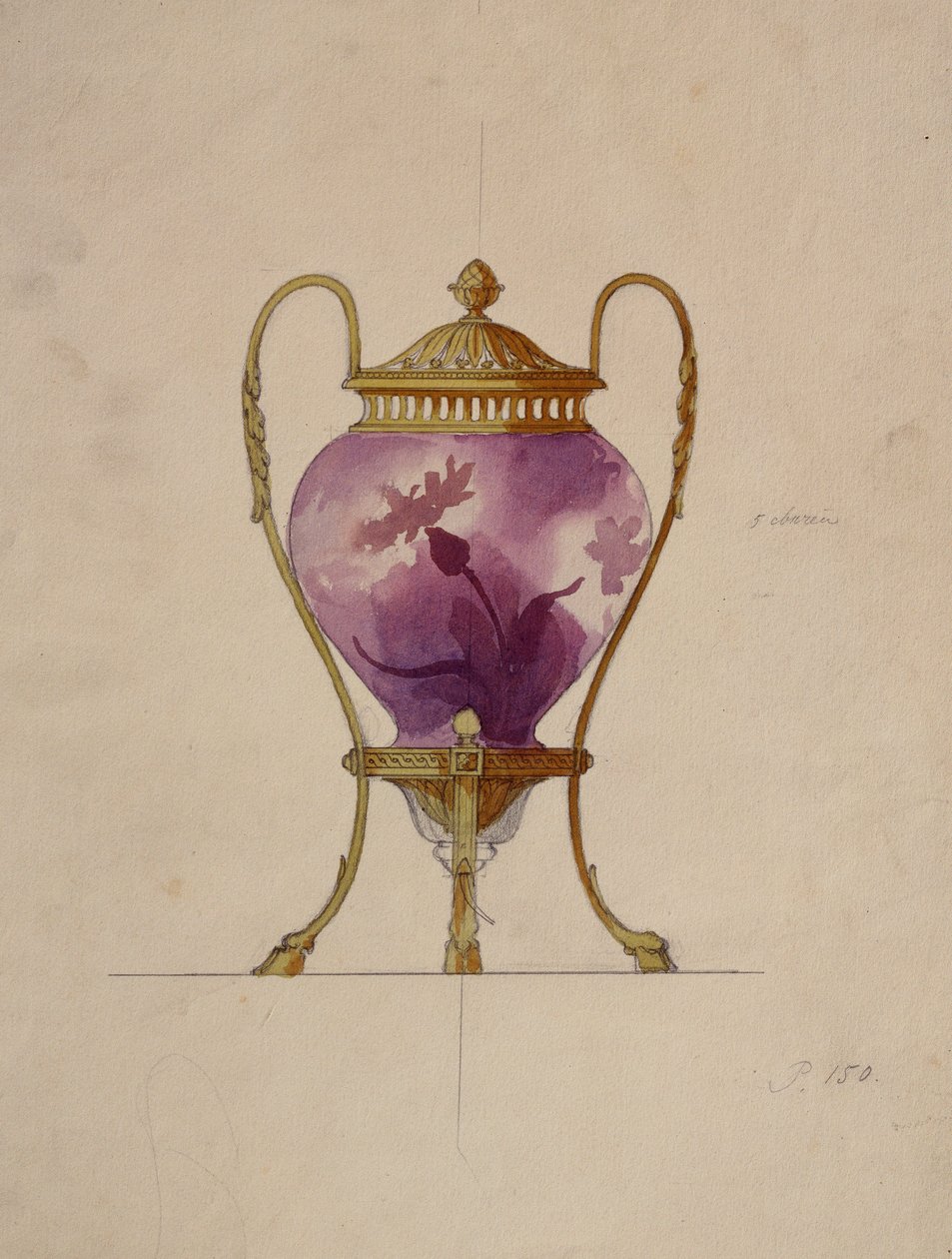 Design for en montert Art Nouveau glass brule-parfyme, House of Carl Faberge av Unbekannt