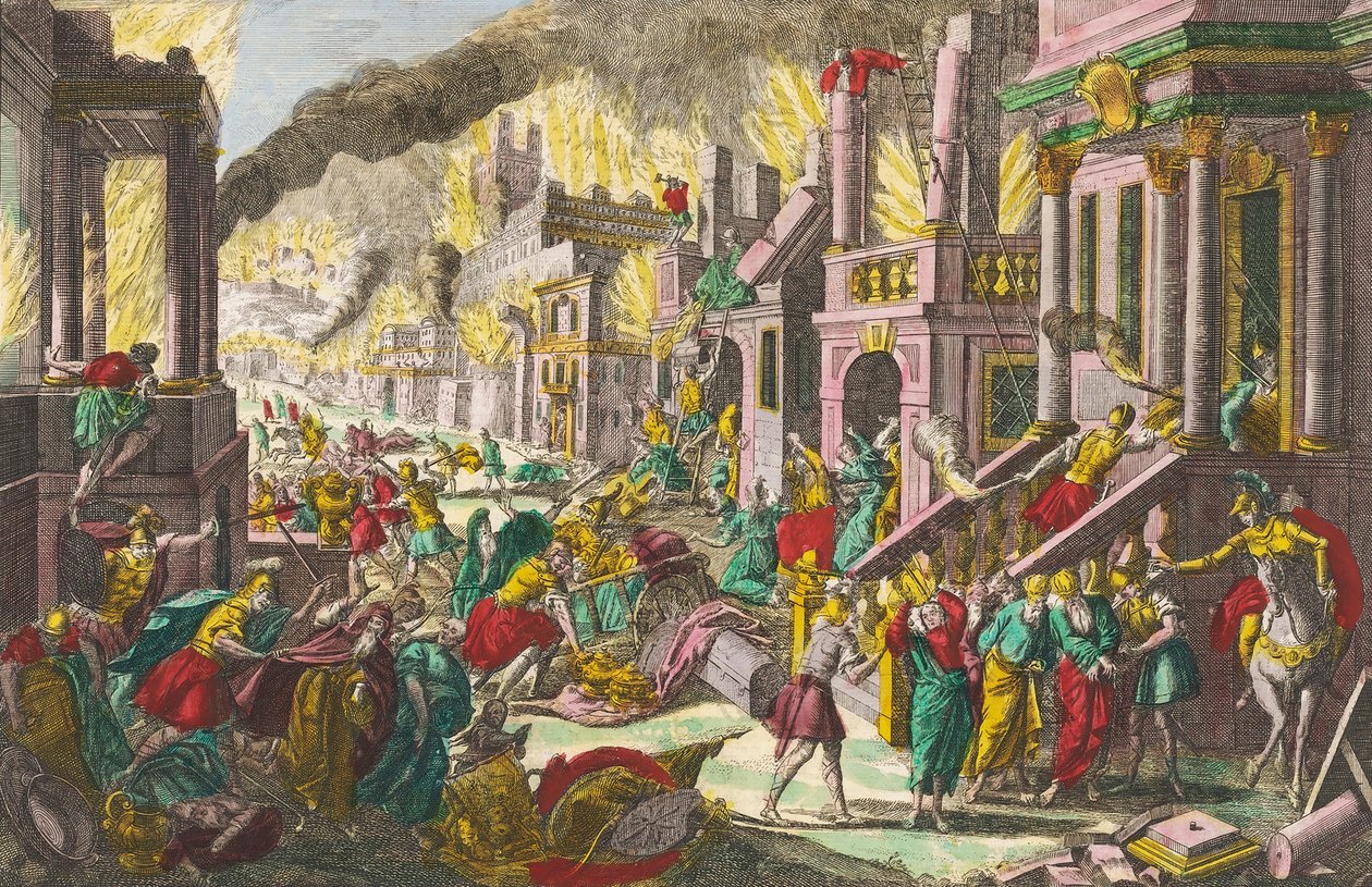 Ødeleggelse av Jerusalem av Nebukadnesar II. 1700-tallet (gravering) av Alec Hunter