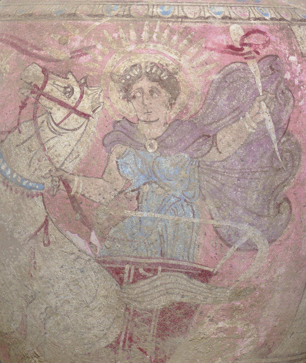 Detalj fra Canosan polykrom keramikk oinochoe, Apulia, ca. tidlig 3. århundre f.Kr. (keramikk) av Unbekannt