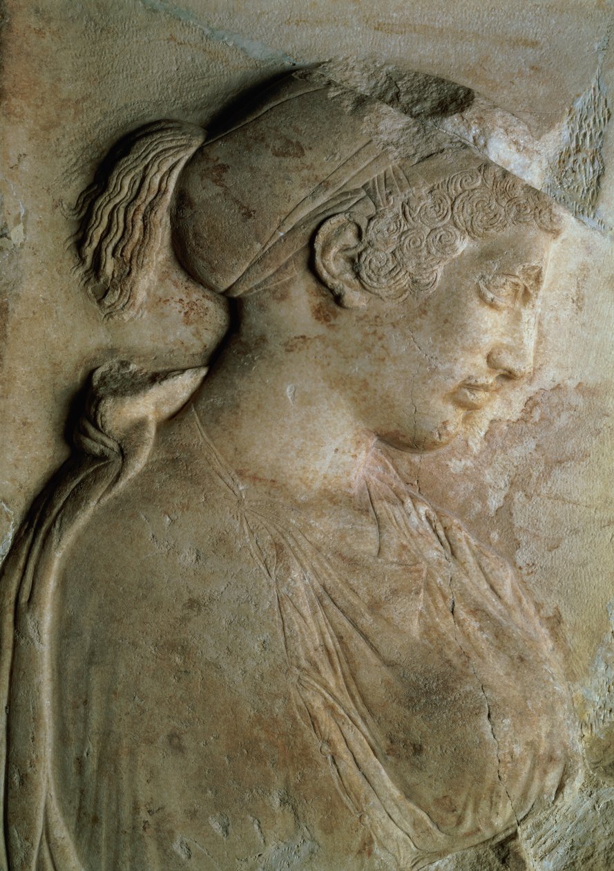 Detalj fra stelaen til Philis, fra Thasos, ca. 500-tallet f.Kr. (marmor) av Unbekannt