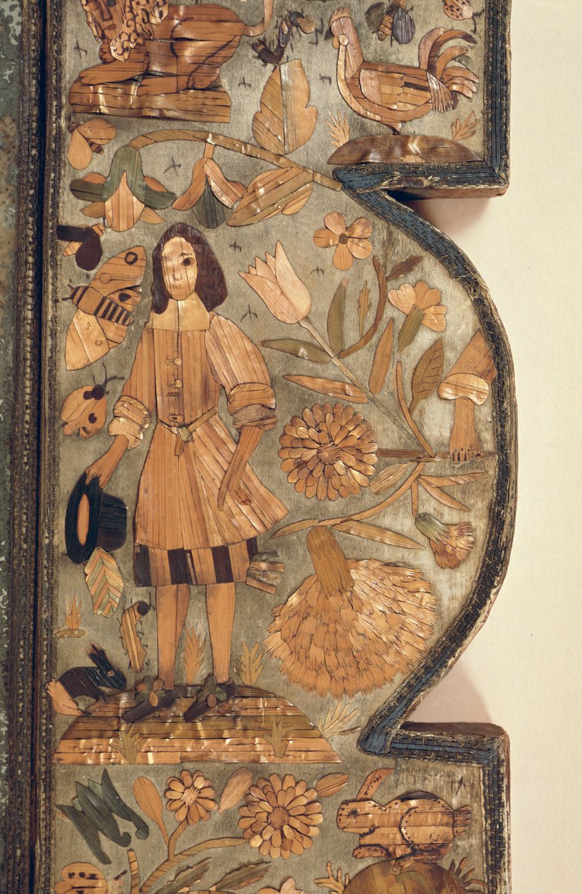Detalj av halminntarsia fra speilramme ca.1670 av Unbekannt