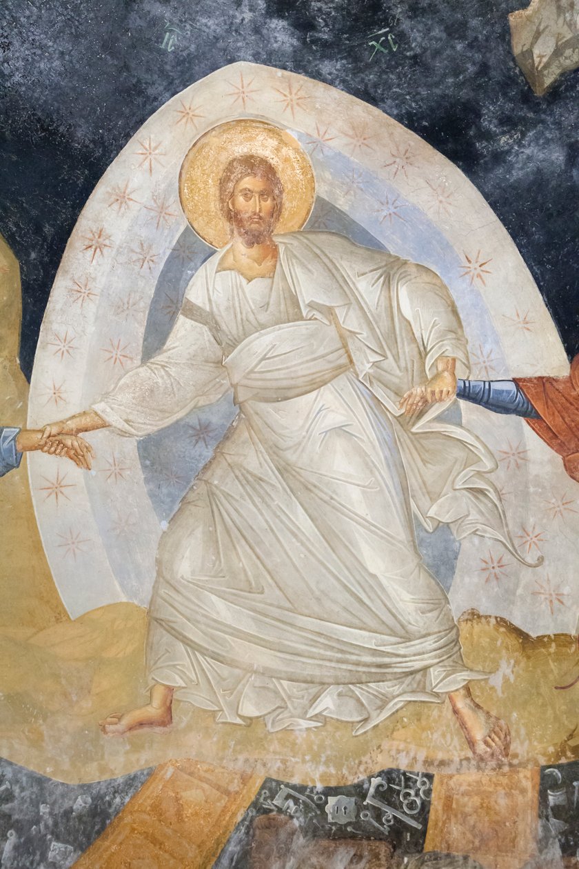 Detalj av Anastasis-fresken, kirken til St. Frelseren i Chora, Parekklesion av Unbekannter Künstler