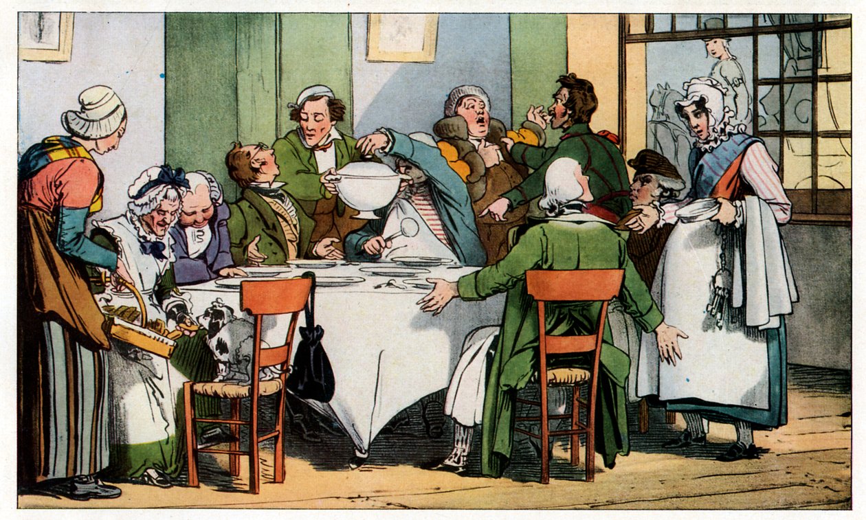 Servering i et fransk vertshus fra 1800-tallet av Unbekannter Künstler