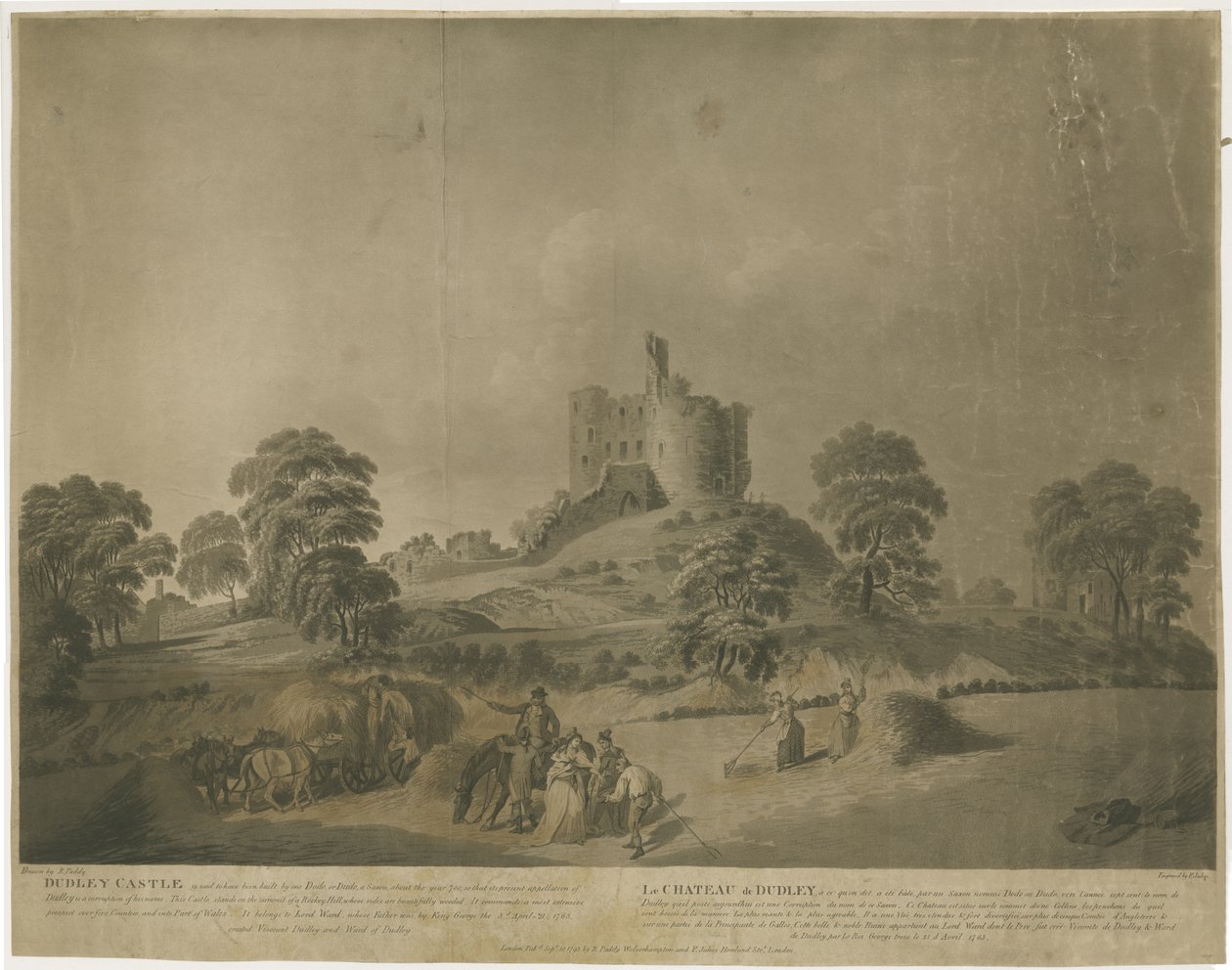 Dudley Castle: - The Keep: akvatint med gravert beskrivelse, nd [c 1793] av Unbekannt