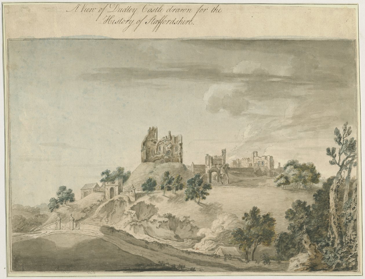 Dudley Castle: akvarellmaleri, og [?1700-tallet] av Unbekannt