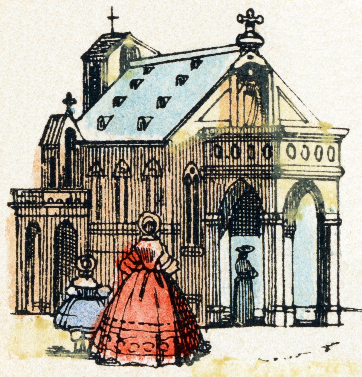 E - Eglise - Alfabet - barneunderholdning - Bildeepinal, populær serie ca. 1890 (illustrasjon) av Unbekannt