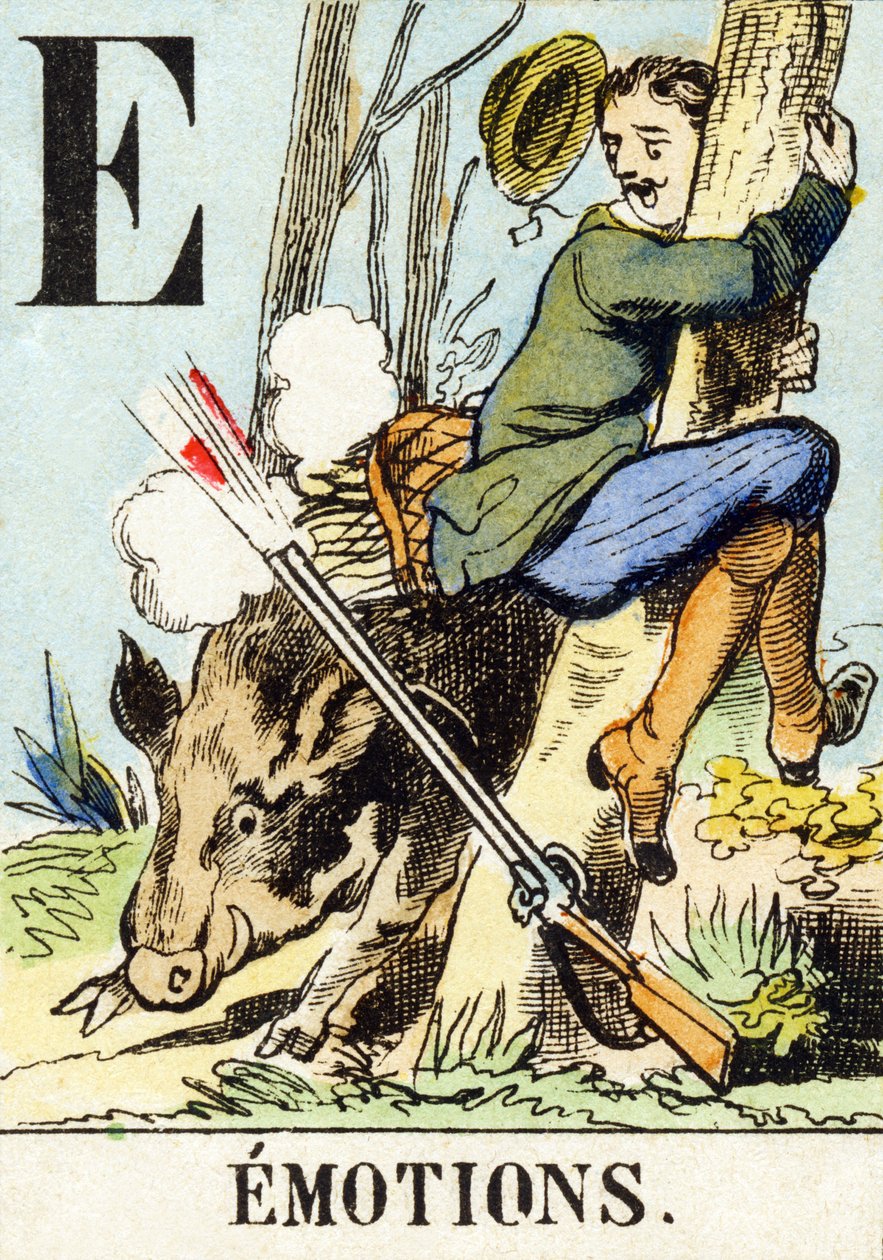 E : Emotions - The Hunting Alphabet, ca. 1890 (gravering) av Unbekannt