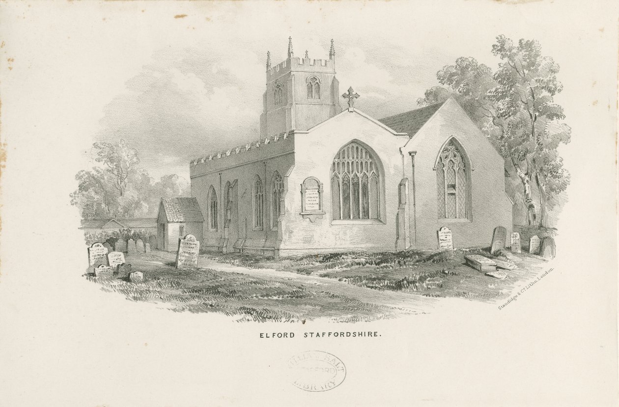 Elford Church: litografi, og [1800-tallet] av Unbekannt