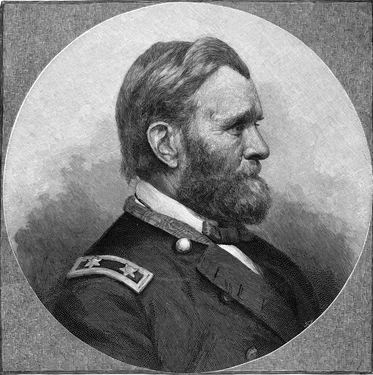 Gravering av Ulysses S Grant (s/hvitt bilde) av Unbekannt