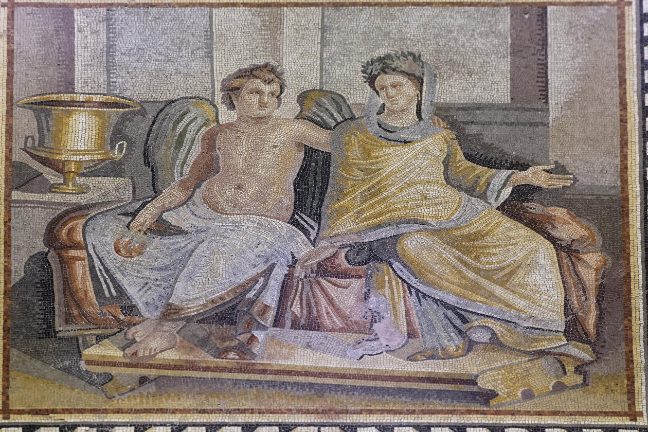 Eros and Psyche, mosaikk fra Zeugma, Zeugma Mosaic Museum, Gaziantep, Sørøst-Anatolia-regionen, Anatolia, Tyrkia, Asia av Unbekannter Künstler