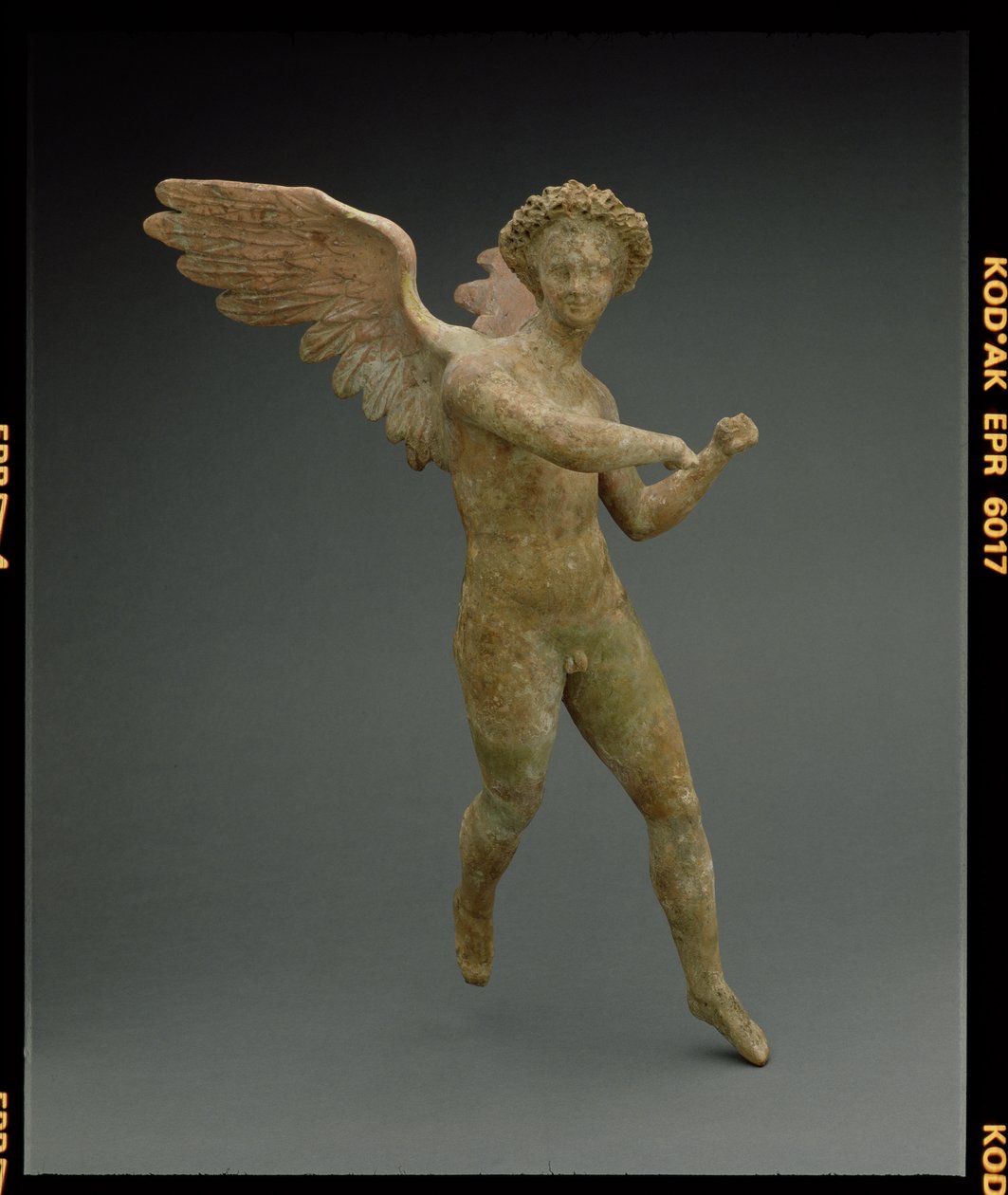 Eros i flukt, figur laget på Myrina i Lilleasia gresk, hellenistisk periode, ca. 150-100 f.Kr. (terrakotta) av Unbekannt