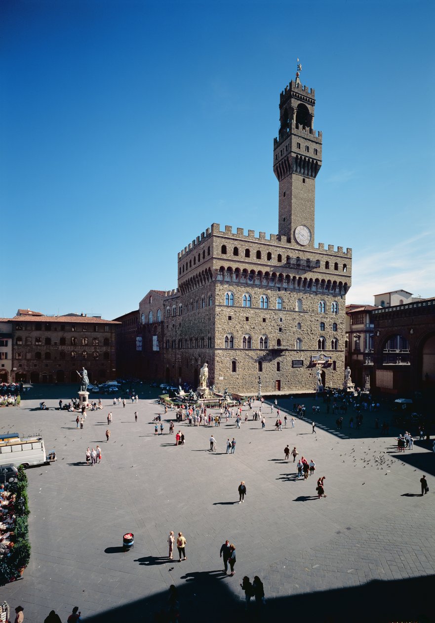 Utsiden av Palazzo Vecchio designet av Arnolfo di Cambio av Unbekannt
