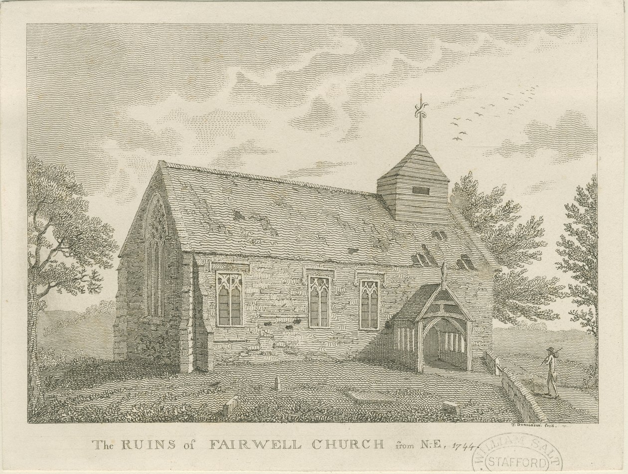 Farvel Church: gravering, 1744 av Unbekannt