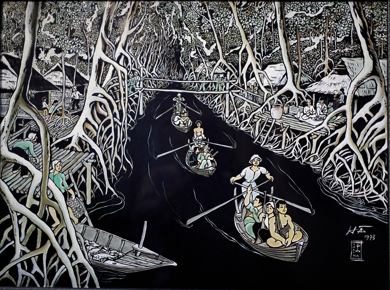 Fine Arts Museum, Ca Mau Guerillas By Thai Ha, Lakkgravering, Ho Chi Minh-byen, Vietnam, 2018 av Josef Eberz