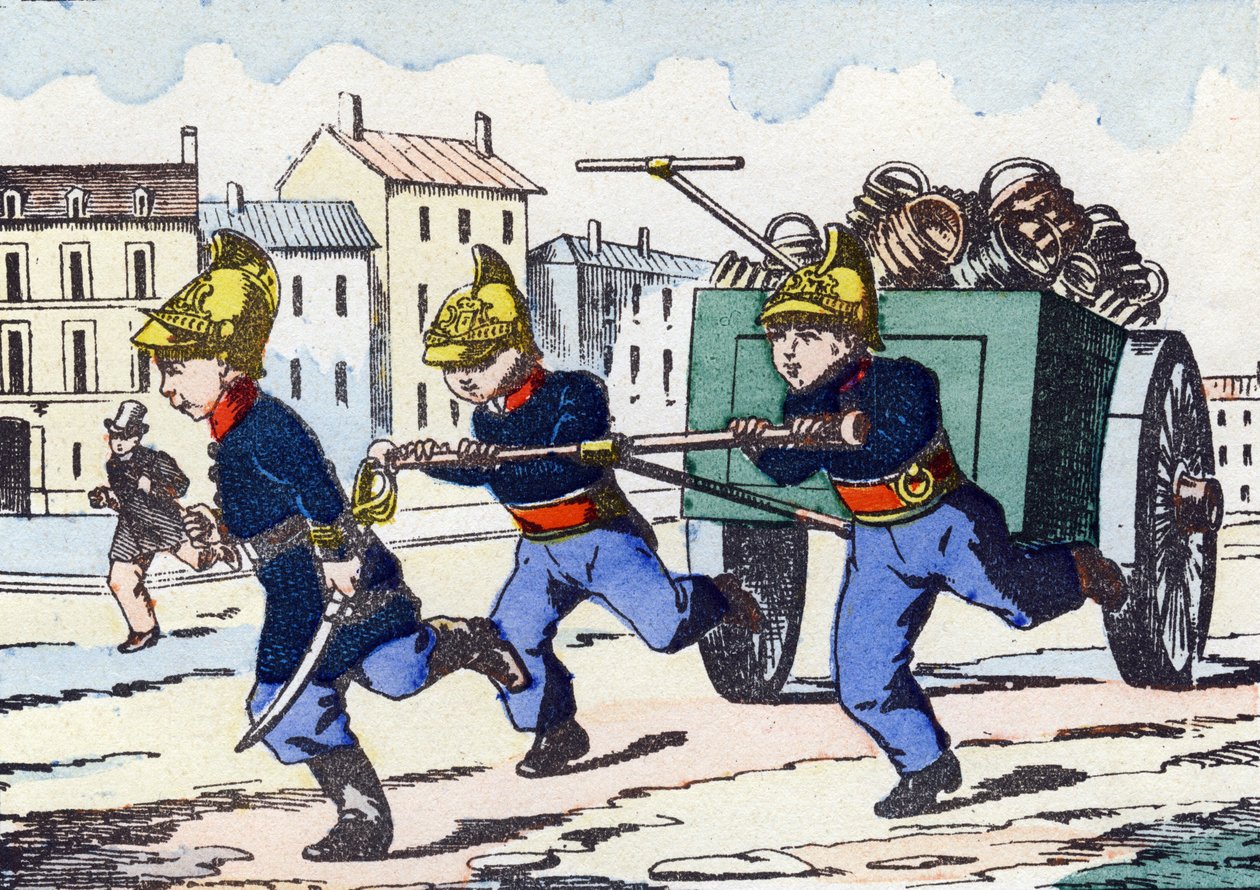 brannmenn. Gravering i "Barnas militæralfabet"". Bilder av Pont-a-Mousson, ca 1890. 20 sider. Sol: 28,5x21cm av Unbekannt