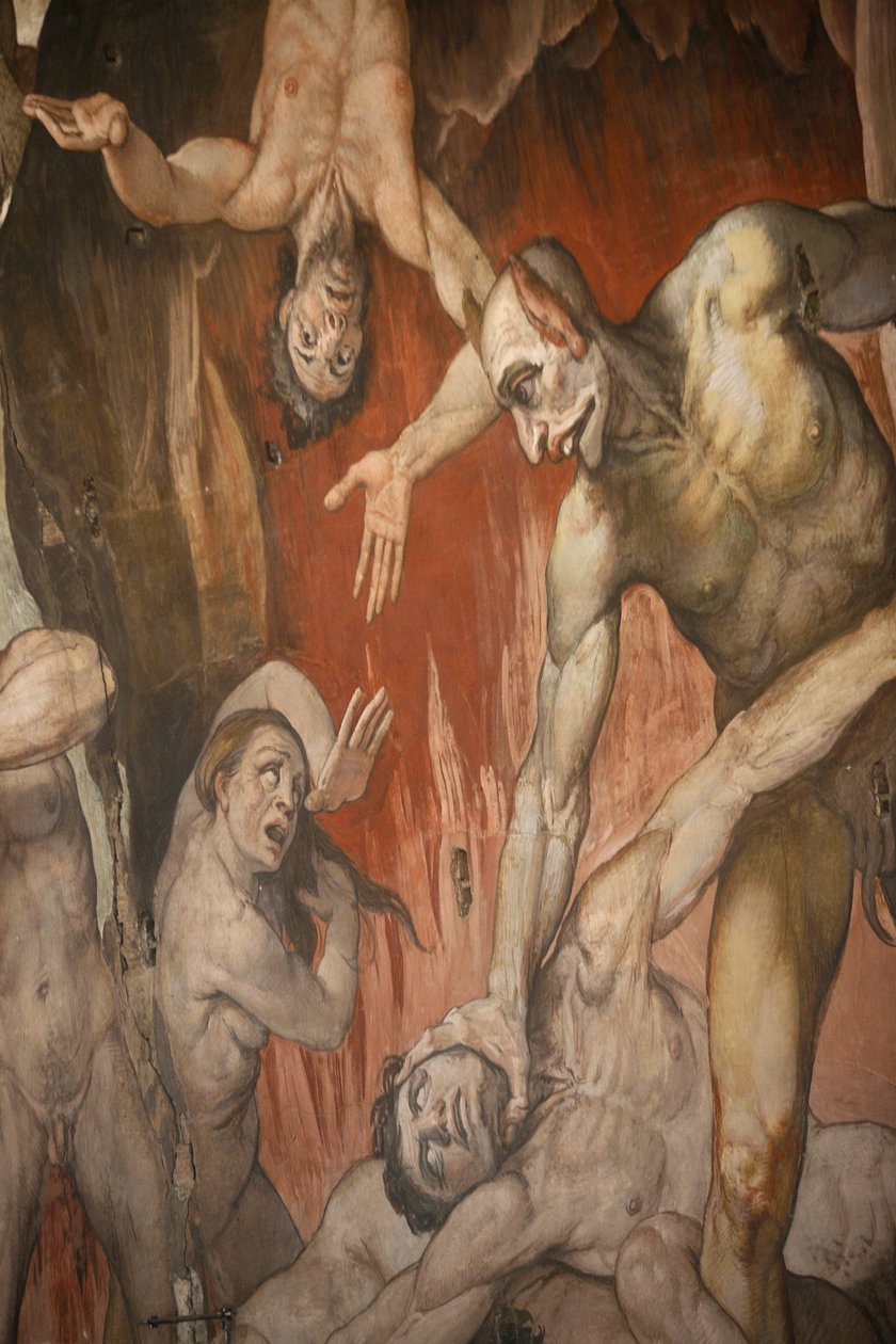 Firenze katedral. Fresco som viser helvete Florence Italy av Unbekannt