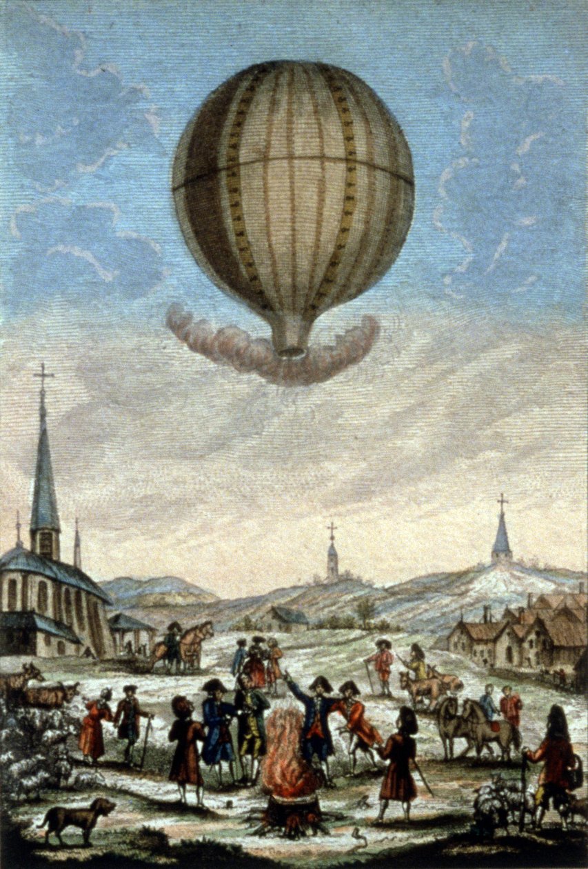 Første Montgolfier ballongoppstigning i Annonay av Unbekannter Künstler