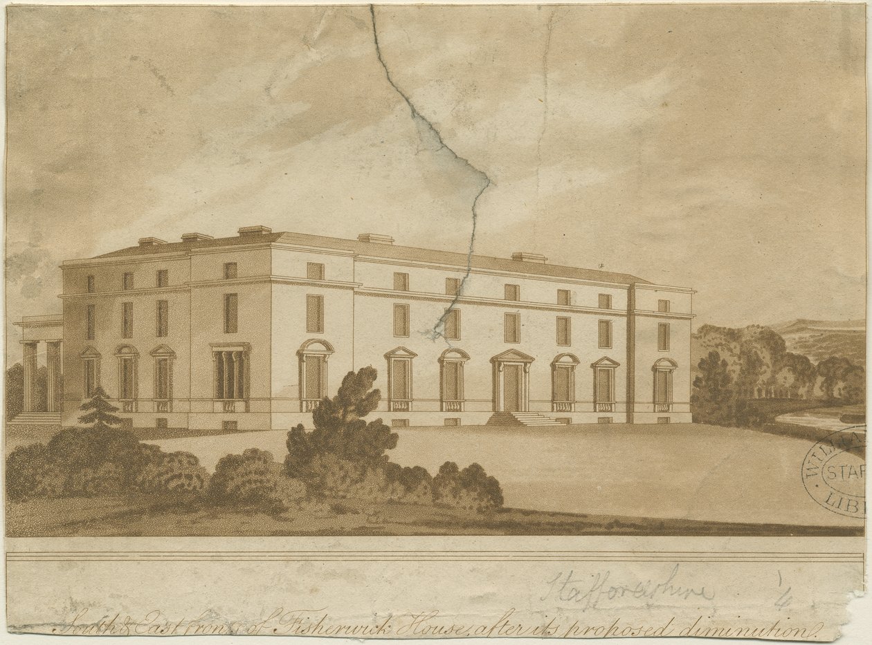 Fisherwick Hall: akvatintgravering, og [?1800-tallet] av Unbekannt