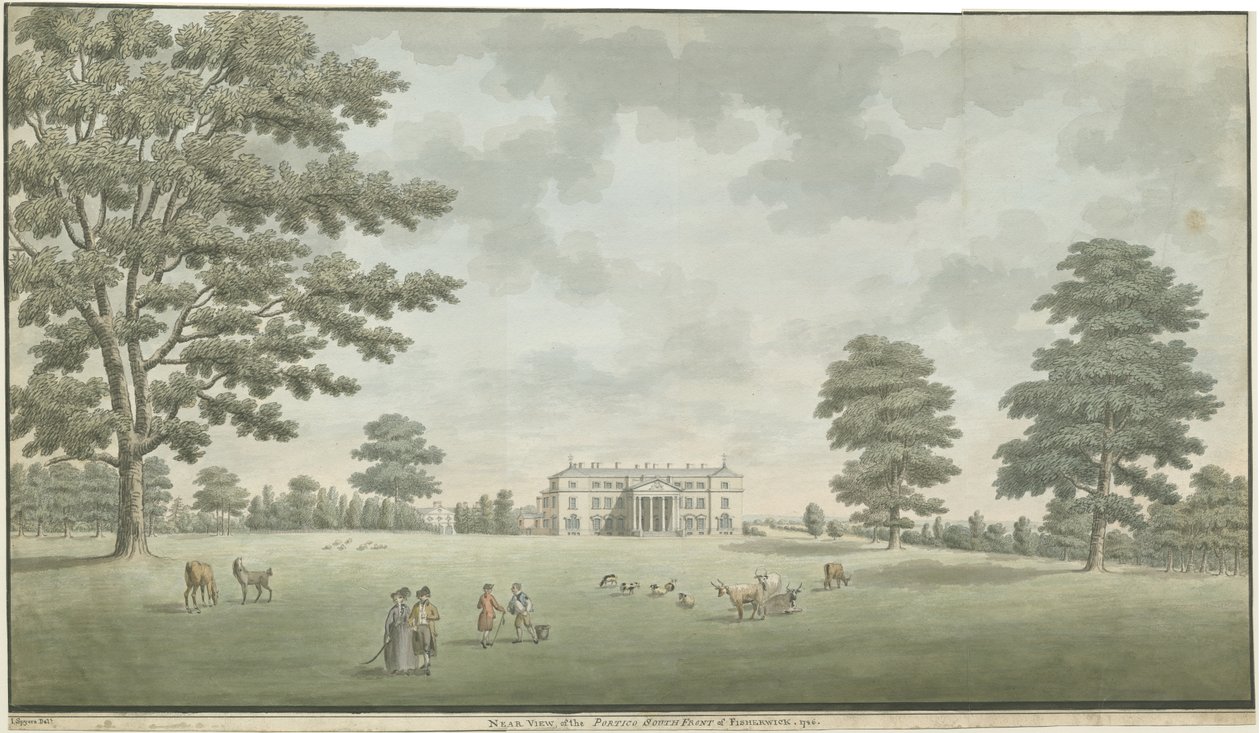 Fisherwick Hall: vannfargemaleri, 1786 av Unbekannt