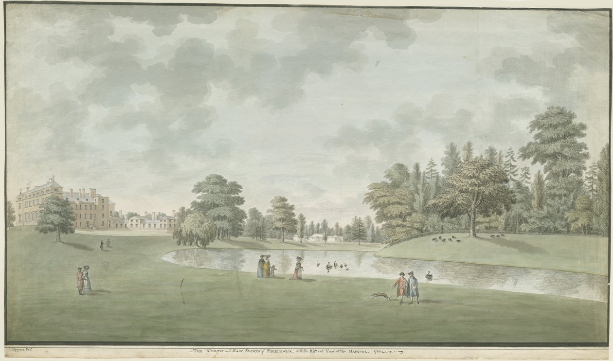 Fisherwick Hall: vannfargemaleri, 1786 av Unbekannt
