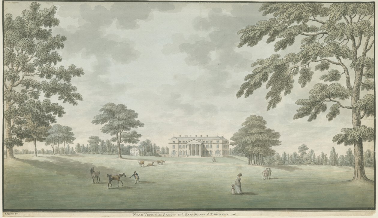 Fisherwick Hall: vannfargemaleri, 1786 av Unbekannt