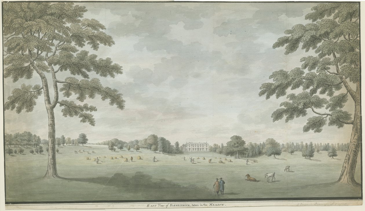 Fisherwick Hall: vannfargemaleri, nd [1786] av Unbekannt