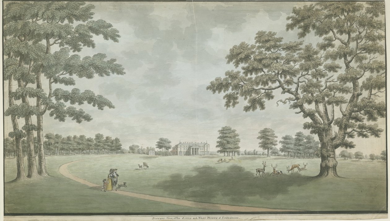 Fisherwick Hall: vannfargemaleri, nd [1786] av Unbekannt