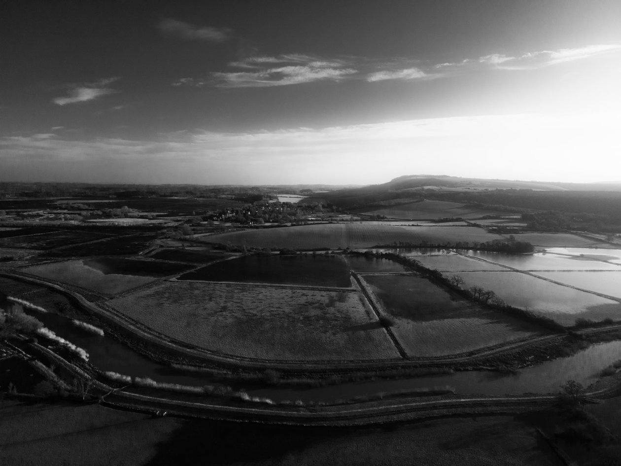 Flom nær Amberley, South Downs nær Midhurst West Sussex, Storbritannia (s/hvitt-bilde) av Unbekannter Künstler