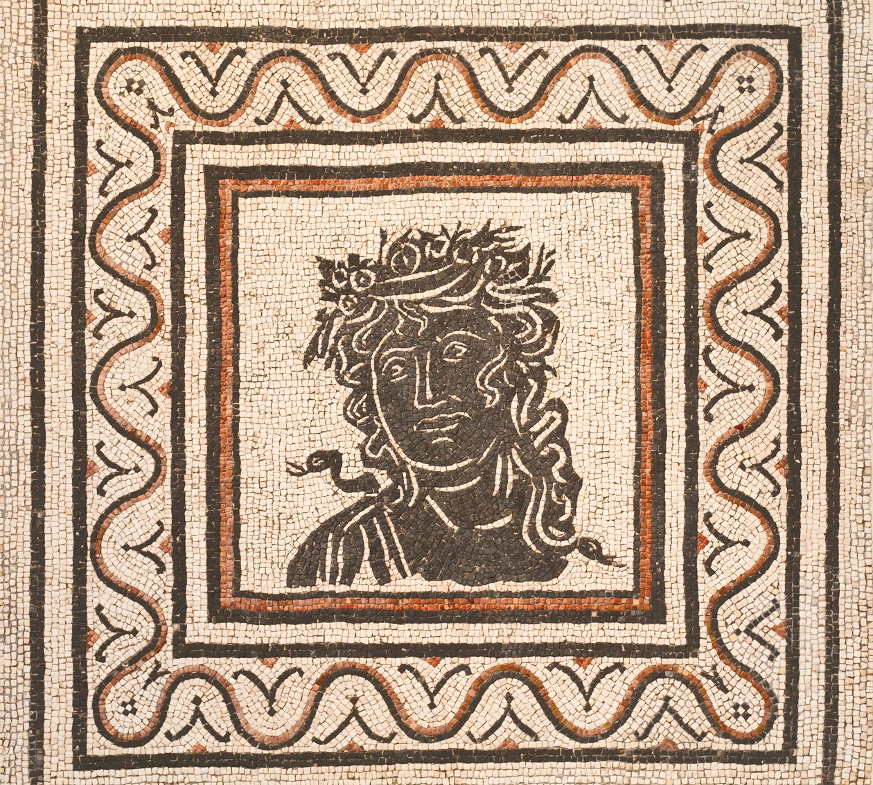 Gulvmosaikk med bildet av en årstid i sentrum, tredje århundre e.Kr., Romas nasjonale museum (museo nazionale romano), Roma, Italia av Unbekannter Künstler