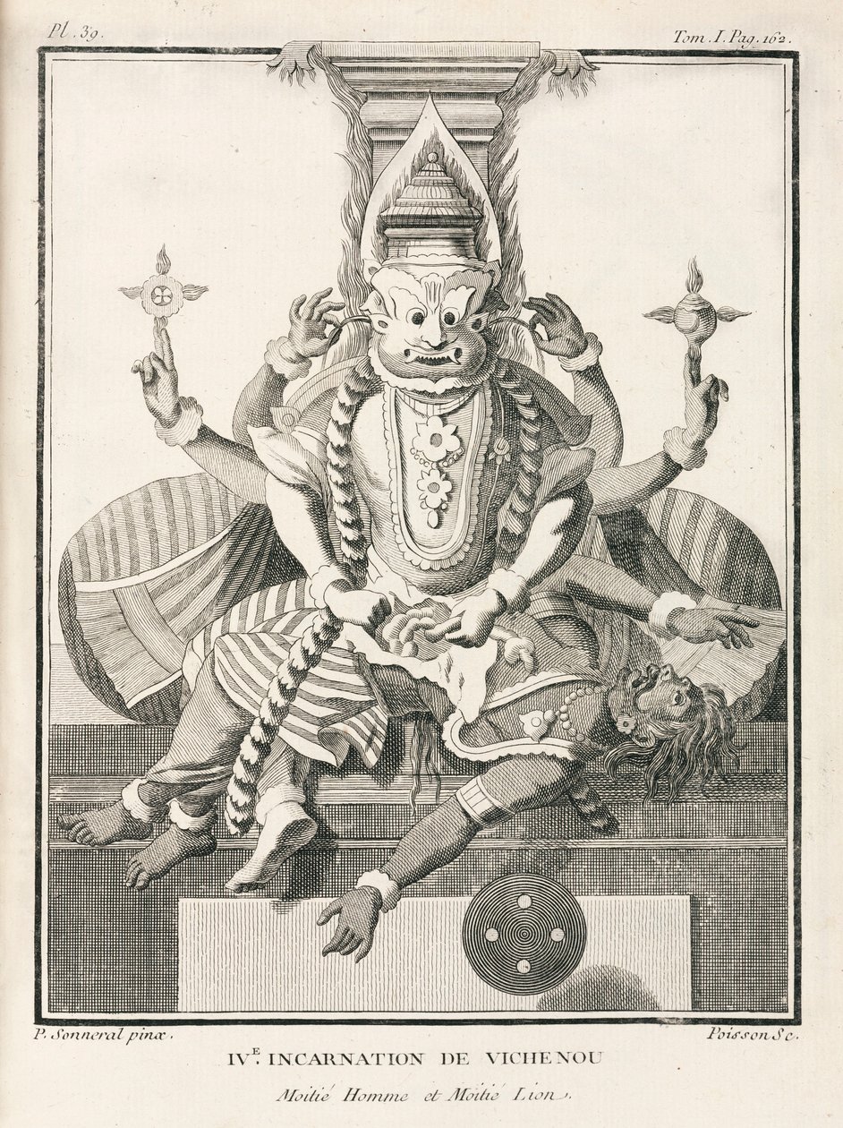 Fjerde inkarnasjon av Vishnu, halvt menneske og halvt løve av Unbekannt