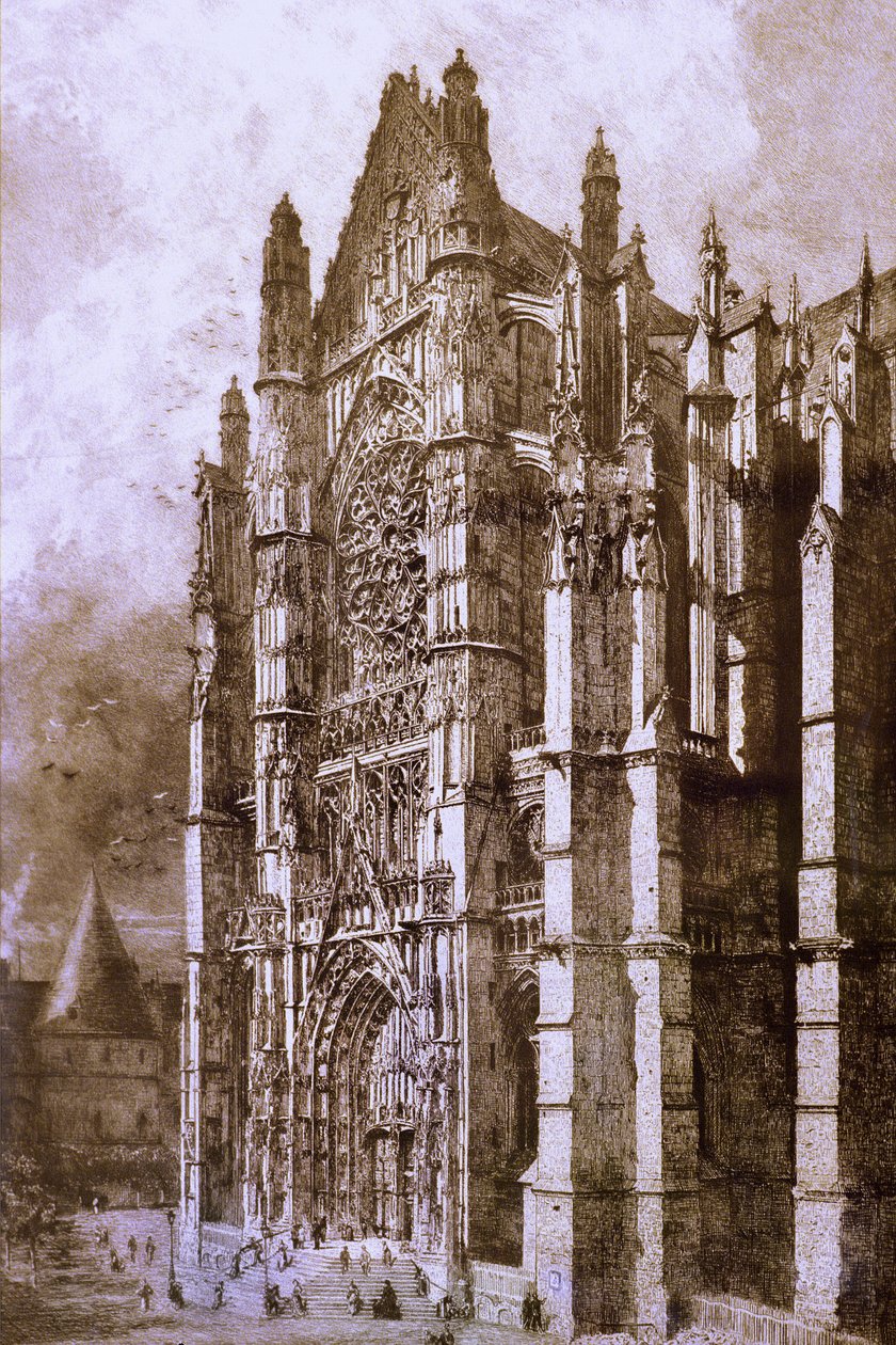 Frankrike - Oise - avdeling 60 - Beauvais - DR. Oise Departmental Museum - Gravering “” Beauvais Cathedral”” av Unbekannt