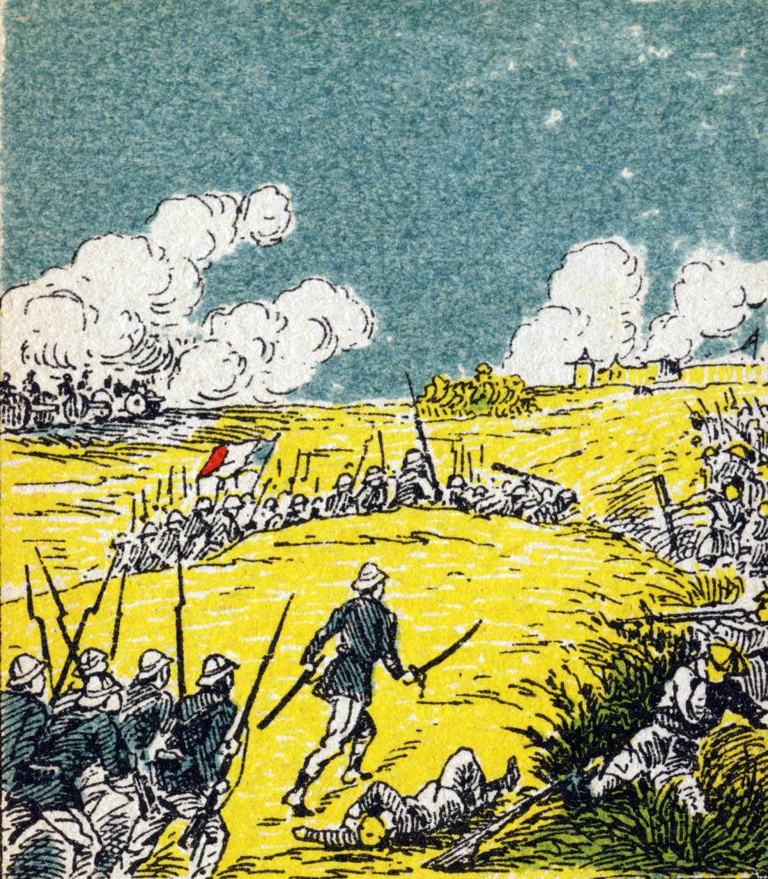 Frankrike til Tonkin. Gravering i "Histoire de France". Serie med reklamebilder publisert på vegne av Louit, 24 rue d'Eysines-a-Bordeaux, ca. 1920. Total bildestørrelse: 7,8x5,5 cm . av Unbekannt